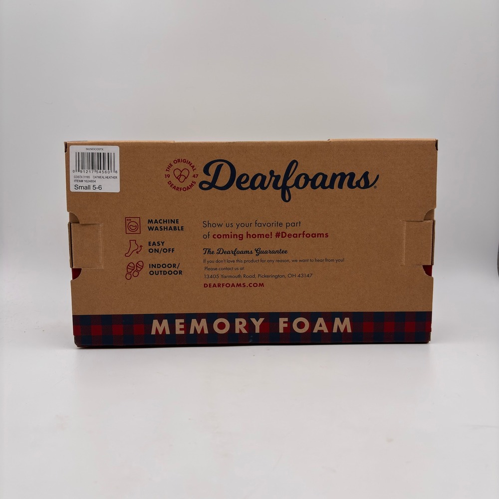 Dearfoams Memory Foam Women's Slippers Oatmeal Heather Size S 5-6 Easy On Off - Picture 6 of 8